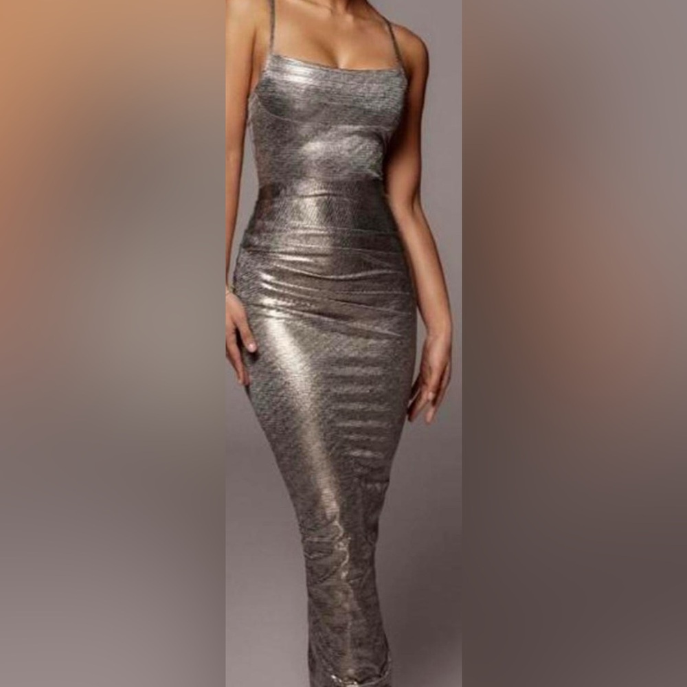 JLUXLABEL Metallic Gold Dress